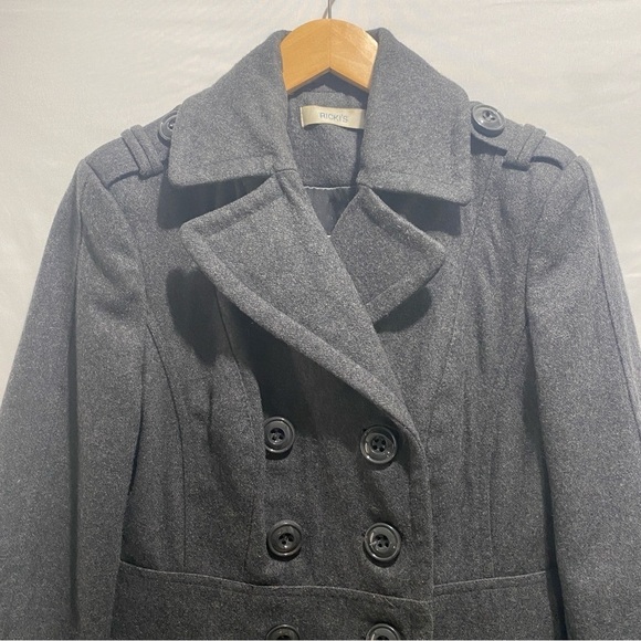 Ricki’s grey double button Pea  wool jacket women’s  size XS - Picture 3 of 10